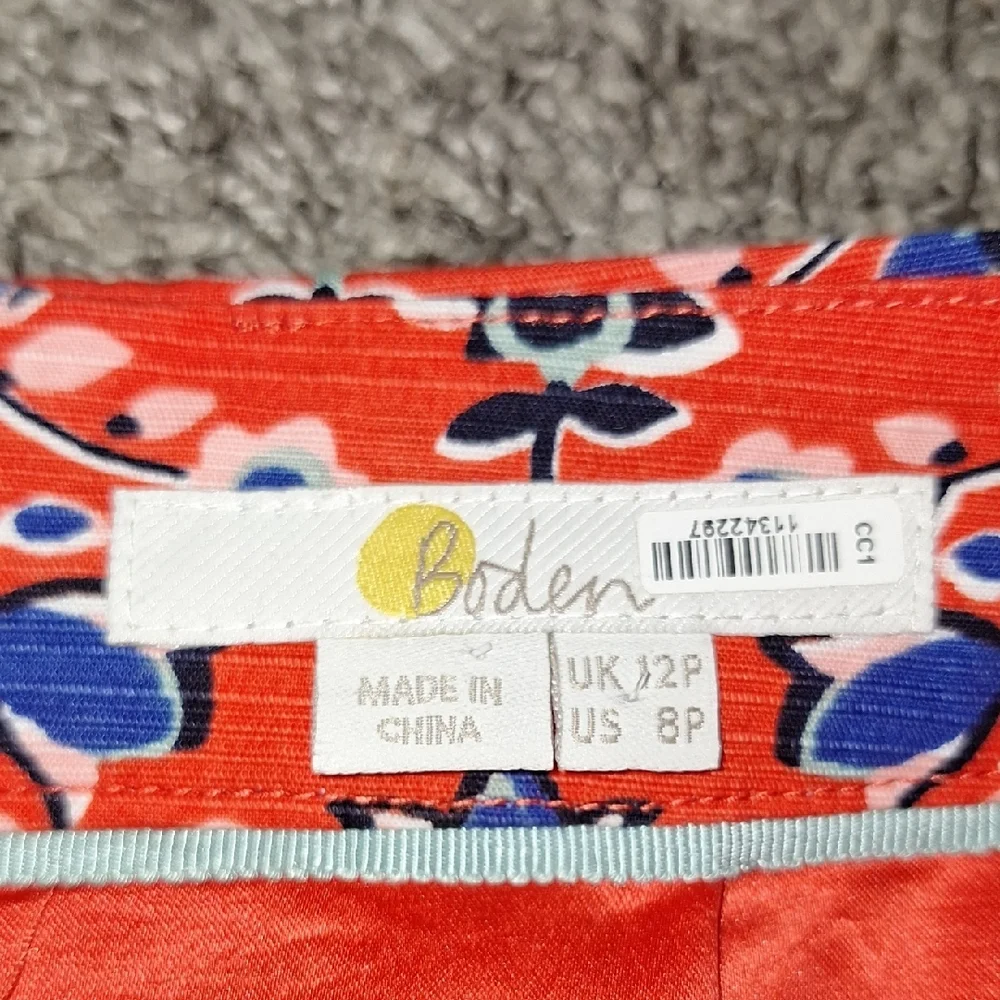 Boden Lined Midi Pencil Floral Skirt - 8P- Resort Wear-Red